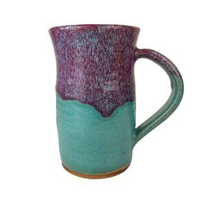 Art Pottery Mug Planter Vase Always Azul Villa Grove Purple Teal Tankard 6.5"